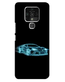 Чохол для TECNO Camon 16 з картинкою «Неоновий контур Lamborghini»