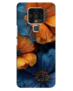 Чохол для TECNO Camon 16 з картинкою «Яскрава синьо-помаранчева флора»
