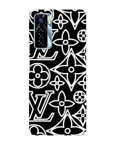 Чехол для TECNO Camon 17 Pro с картинкой «Черно-белый узор LV»