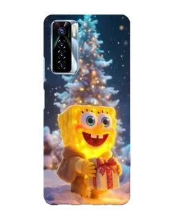 Чохол для TECNO Camon 17 Pro з картинкою «Різдвяний Спанч Боб»