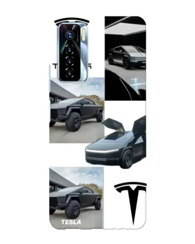 Чехол для TECNO Camon 17 Pro с картинкой «Коллаж Cybertruck Tesla»