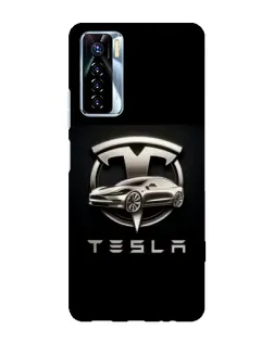 Чехол для TECNO Camon 17 Pro с картинкой «Tesla — серебристое авто»