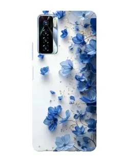 Чехол для TECNO Camon 17 Pro с картинкой «Голубой цветочный каскад»