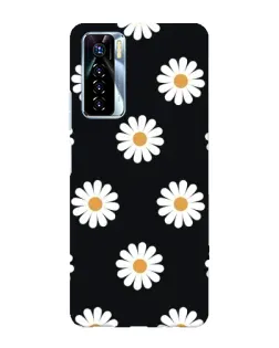 Чехол для TECNO Camon 17 Pro с картинкой «Ромашки на черном»