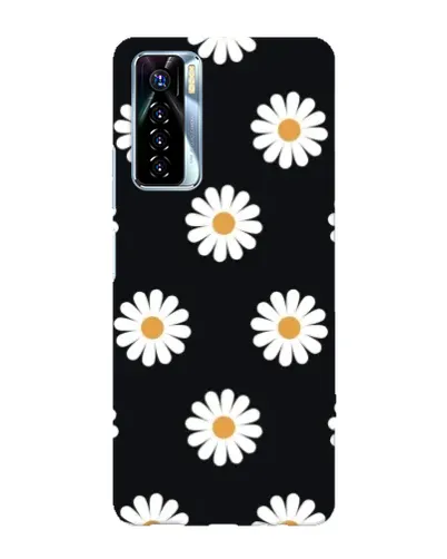 Чехол для TECNO Camon 17 Pro с картинкой «Ромашки на черном»