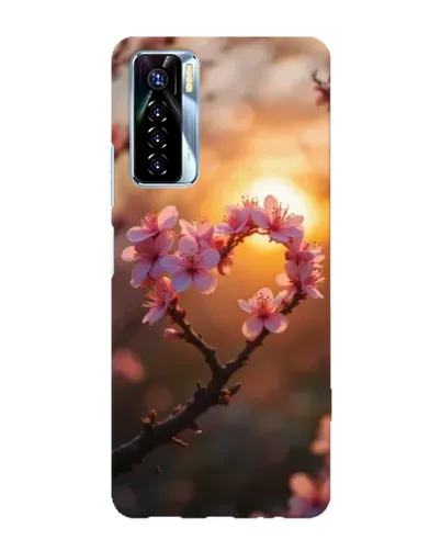 Чехол для TECNO Camon 17 Pro с картинкой «Розовый цвет сердце на фоне заката»