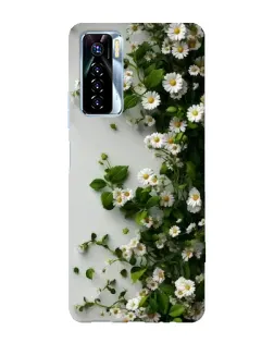 Чехол для TECNO Camon 17 Pro с картинкой «Ветка мелких белых цветов»