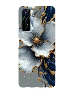 Чехол для TECNO Camon 17 Pro с картинкой «Белый цветок и золотой флюид»