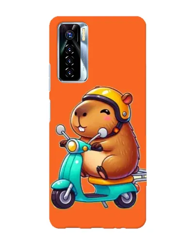 Чехол для TECNO Camon 17 Pro с картинкой «Капибара на скутере»
