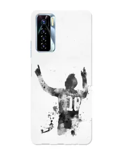 Чохол для TECNO Camon 17 Pro з картинкою «Чорно-білий силует Мессі»