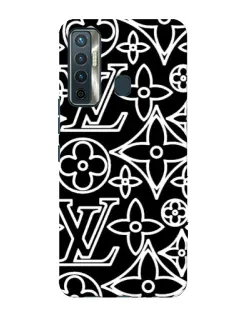 Чохол для TECNO Camon 17 з картинкою «Чорно-білий візерунок LV»