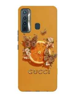 Чохол для TECNO Camon 17 з картинкою «Gucci — золоті метелики»