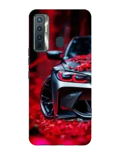 Чохол для TECNO Camon 17 з картинкою «Спортивна BMW та квіти»