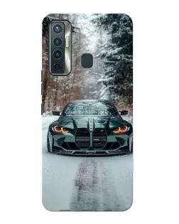 Чохол для TECNO Camon 17 з картинкою «BMW у зимовому лісі»