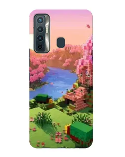 Чехол для TECNO Camon 17 с картинкой «Розовое дерево Minecraft»
