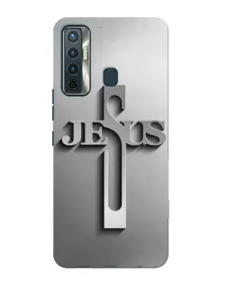Чехол для TECNO Camon 17 с картинкой «Металлический крест Jesus»