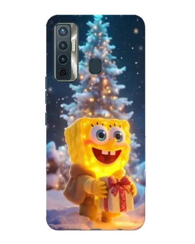 Чехол для TECNO Camon 17 с картинкой «Рождественский Спанч Боб»