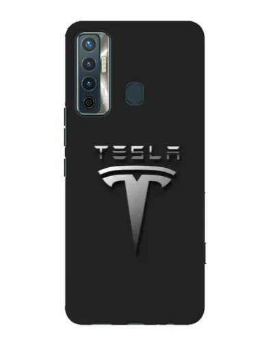 Чохол для TECNO Camon 17 з картинкою «Сталевий логотип Tesla»