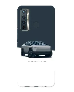 Чохол для TECNO Camon 17 з картинкою «Сріблястий Cybertruck Tesla»