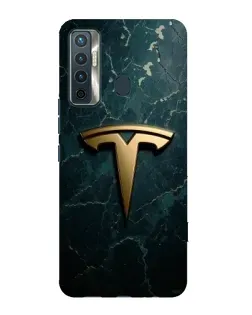 Чохол для TECNO Camon 17 з картинкою «Мармурова Tesla Gold»