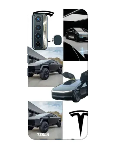 Чохол для TECNO Camon 17 з картинкою «Колаж Cybertruck Tesla»