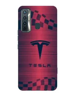 Чохол для TECNO Camon 17 з картинкою «Тесла червоний карбон»