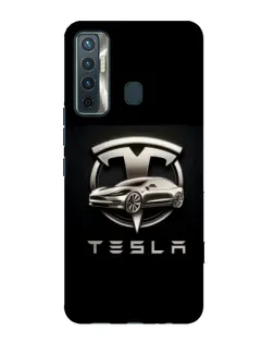 Чохол для TECNO Camon 17 з картинкою «Tesla — срібне авто»
