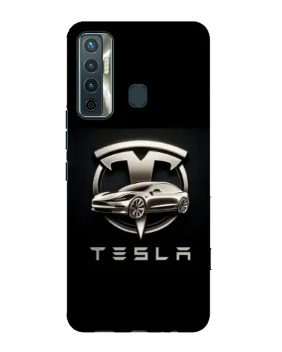 Чохол для TECNO Camon 17 з картинкою «Tesla — срібне авто»