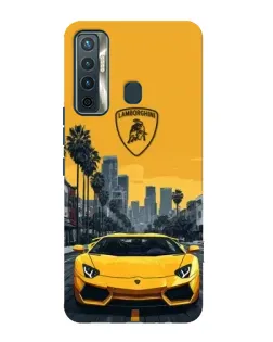 Чохол для TECNO Camon 17 з картинкою «Жовтий Lamborghini місто»
