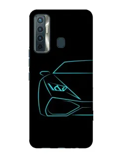 Чохол для TECNO Camon 17 з картинкою «Блакитний силует Lamborghini»