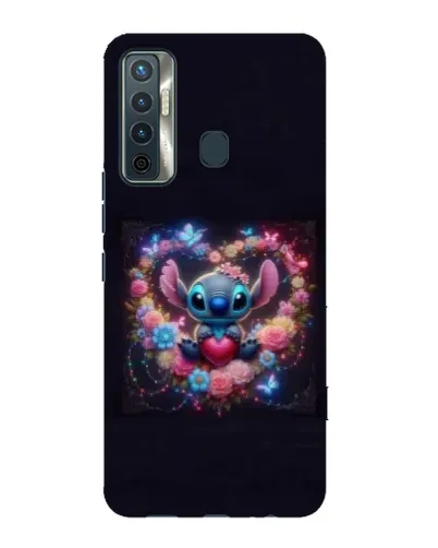 Чохол для TECNO Camon 17 з картинкою «Stitch у квітах»