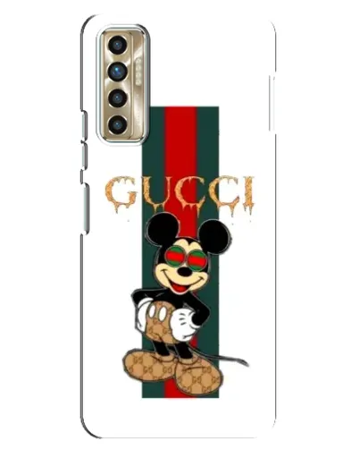 Чехол для TECNO Camon 17P (CG7n) с картинкой «Микки Маус Gucci — полосы»