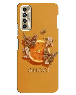 Чехол для TECNO Camon 17P (CG7n) с картинкой «Gucci — золотые бабочки» Чехол для TECNO Camon 17P (CG7n) с картинкой «Gucci — золотые бабочки»