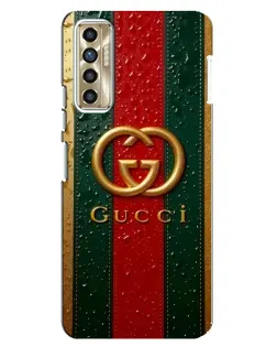 Чехол для TECNO Camon 17P (CG7n) с картинкой «Gucci — фирменная полоса и золото» Чехол для TECNO Camon 17P (CG7n) с картинкой «Gucci — фирменная полоса и золото»
