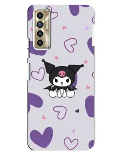 Чехол для TECNO Camon 17P (CG7n) с картинкой «Kuromi и лавандовые сердца»