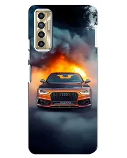 Чехол для TECNO Camon 17P (CG7n) с картинкой «Audi в огненном дыму» Чехол для TECNO Camon 17P (CG7n) с картинкой «Audi в огненном дыму»