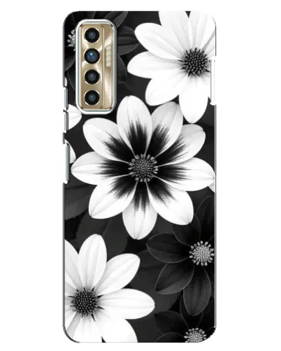 Чехол для TECNO Camon 17P (CG7n) с картинкой «Монохромные астры»