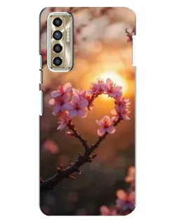 Чехол для TECNO Camon 17P (CG7n) с картинкой «Розовый цвет сердце на фоне заката»