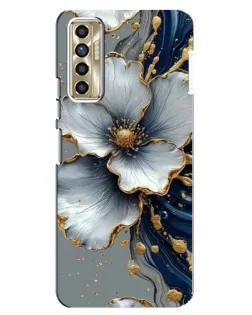 Чехол для TECNO Camon 17P (CG7n) с картинкой «Белый цветок и золотой флюид»