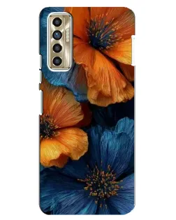 Чехол для TECNO Camon 17P (CG7n) с картинкой «Яркая сине-оранжевая флора»