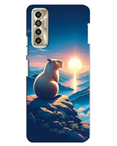 Чехол для TECNO Camon 17P (CG7n) с картинкой «Закат солнца с капибарой»