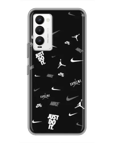 Чохол для TECNO Camon 18 / Camon 18P з картинкою «Nike Black Pattern»
