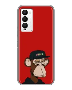 Чехол для TECNO Camon 18 / Camon 18P с картинкой «Bored Ape — красный фон»