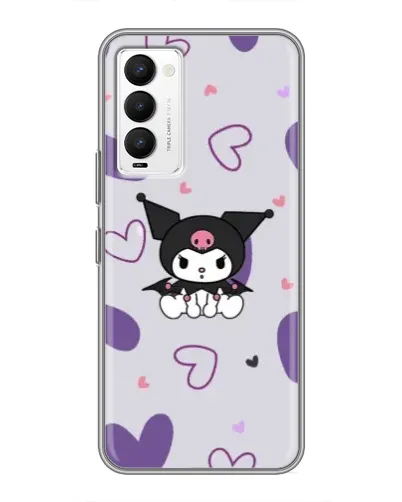 Чехол для TECNO Camon 18 / Camon 18P с картинкой «Kuromi и лавандовые сердца»