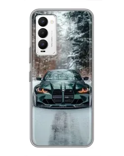 Чохол для TECNO Camon 18 / Camon 18P з картинкою «BMW у зимовому лісі»