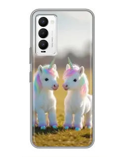 Чехол для TECNO Camon 18 / Camon 18P с картинкой «Пара единорогов»