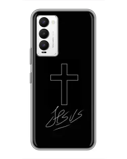 Чехол для TECNO Camon 18 / Camon 18P с картинкой «Графический крест Jesus» Чехол для TECNO Camon 18 / Camon 18P с картинкой «Графический крест Jesus»