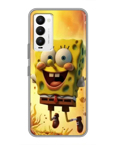 Чехол для TECNO Camon 18 / Camon 18P с картинкой «Губка Боб прыгает»