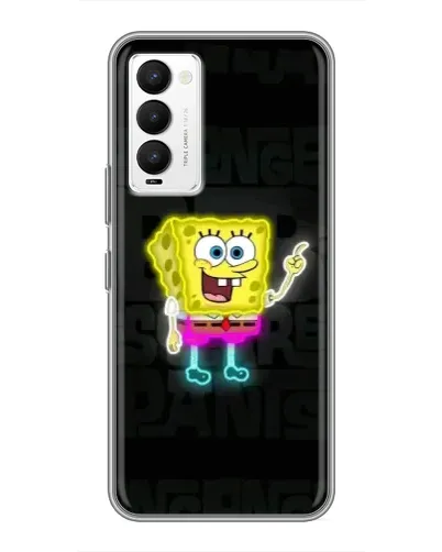 Чехол для TECNO Camon 18 / Camon 18P с картинкой «Неоновый Губка Боб»