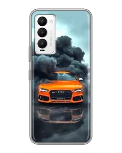 Чехол для TECNO Camon 18 / Camon 18P с картинкой «Audi в облаках дыма»